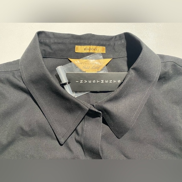 NEW Size 18 Investments Brooke Gold Label Neck Long Sleeve Button Top Black $69 - Picture 8 of 10